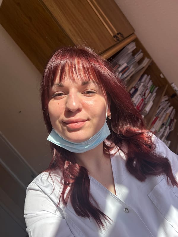 Medical worker takes selfies during morning shift in Russia