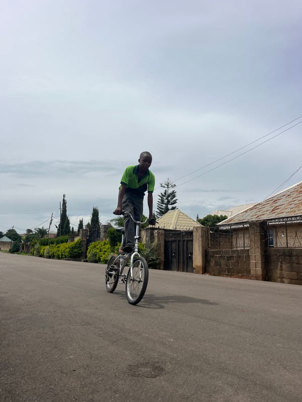 Everyday street activity on a quiet paved road