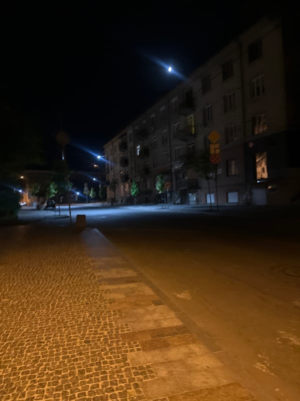 Quiet night scenes captured across Ternopil, Ukraine streets