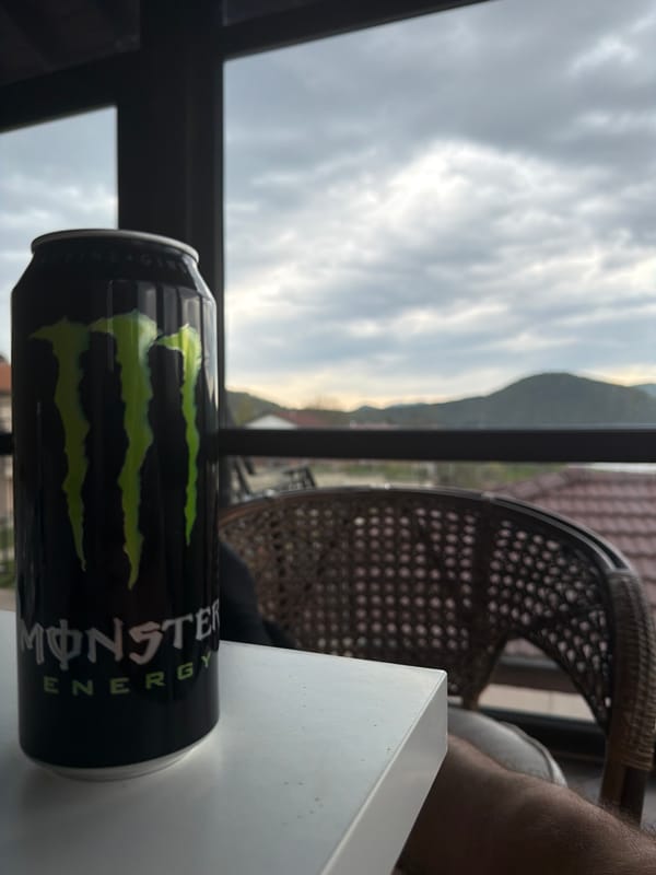 Energy drink spotted on terrace in Asparuhovo, Bulgaria