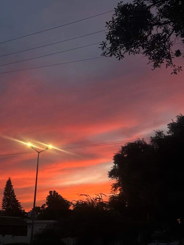 Dusk sky photographed over Tel-Aviv street scene