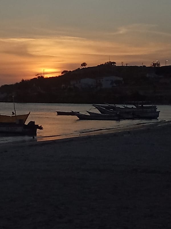 Evening sunset documented at Juan Griego fishing harbor, Venezuela