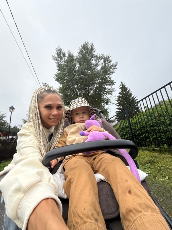 Outdoor selfies with a stroller in Rusanovo, Russia