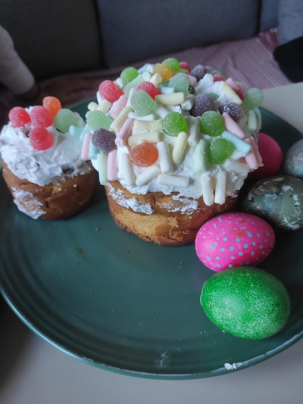 Easter celebration with decorated cakes and eggs in Denpasar