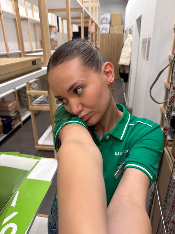 Woman takes selfies at Sofia retail location