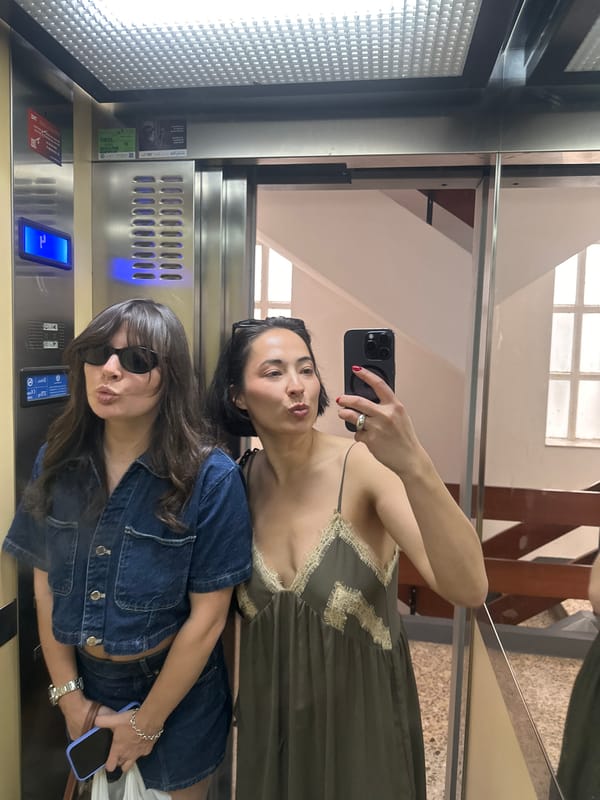 Women Take Selfie in Santiago de Compostela Elevator