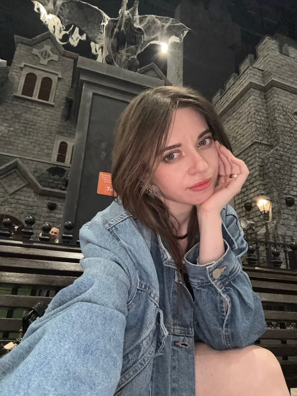 Woman takes selfies at Moscow horror attraction
