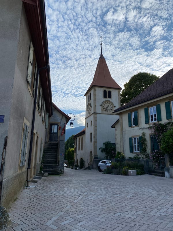 Peaceful street scene documented in Milvignes, Switzerland