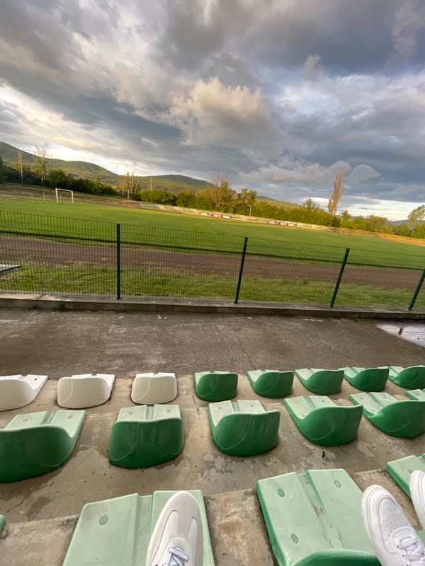 Empty football stadium documented in Ihtiman, Bulgaria