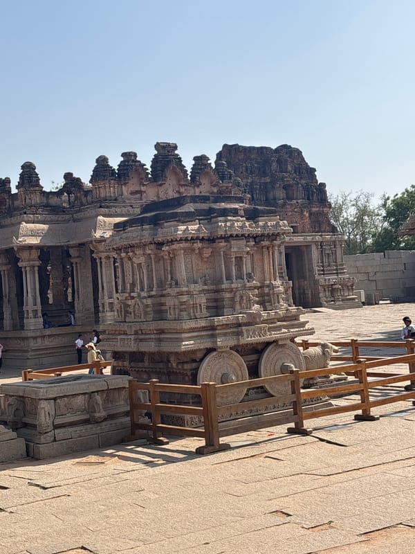 Ancient mythological stone carvings documented at Hampi heritage site