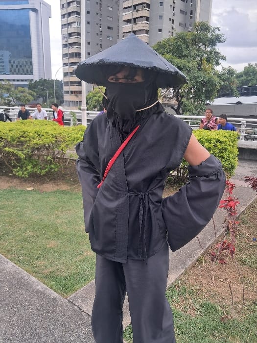 Costumed figures spotted in Caracas park during evening hours