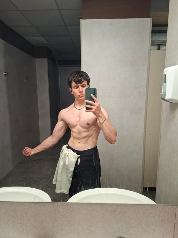 Young man takes mirror selfies in Plovdiv public restroom