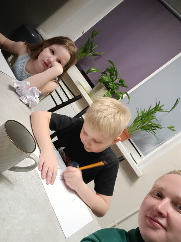 Woman takes selfies with children in Chaikovsky, Russia