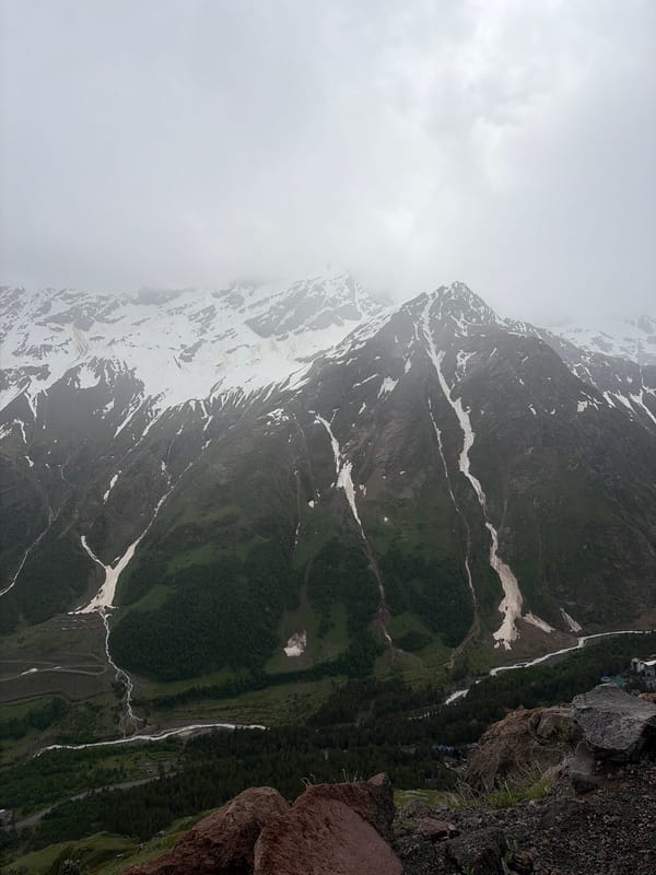 Hiking near Mount Elbrus in the Caucasus Mountains