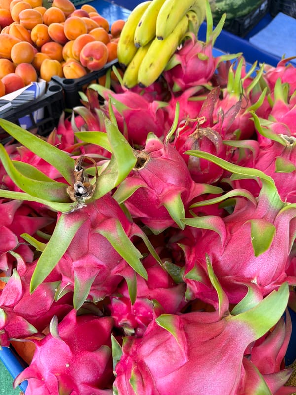 Colorful fruit stall loaded with exotic and local varieties in Kemer