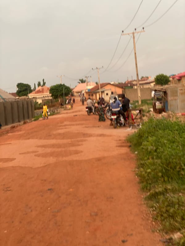 Unpaved road in Barden Yana, Nigeria after rain