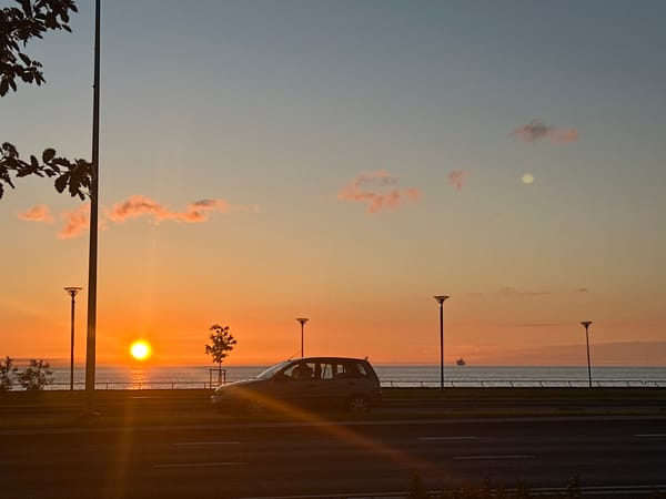 Sunset observed over Tallinn Bay from Pirita coastal road