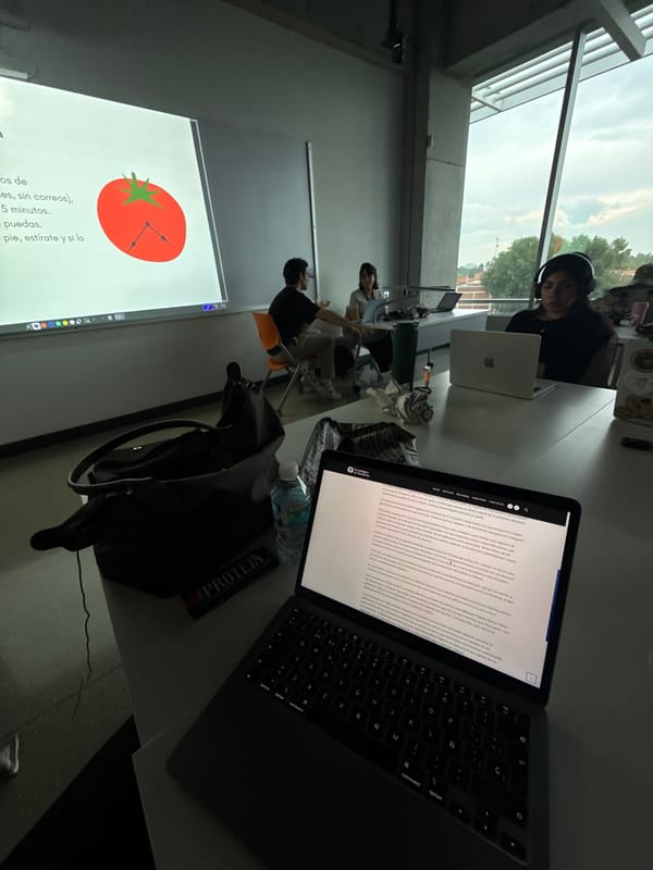 Late night office work session documented in Mexico City