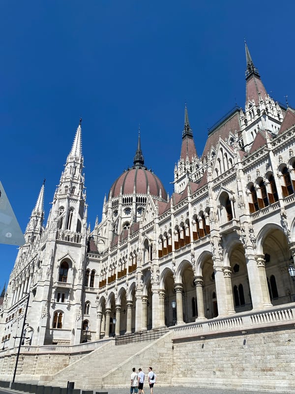 Hungarian Parliament Building photographed under clear skies in Budapest