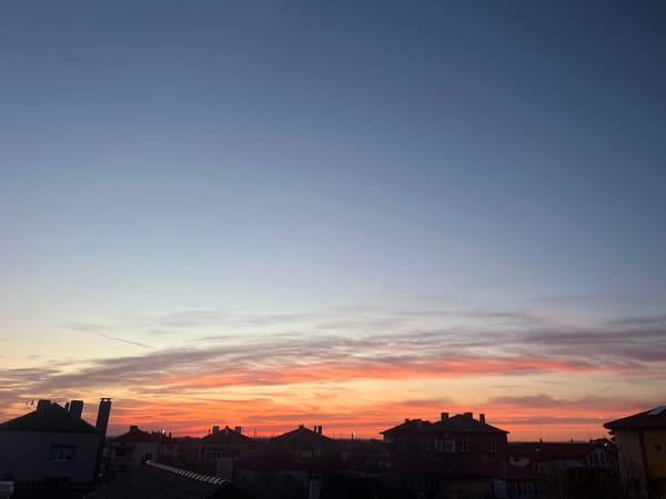 Colorful sunset observed over city skyline April 6
