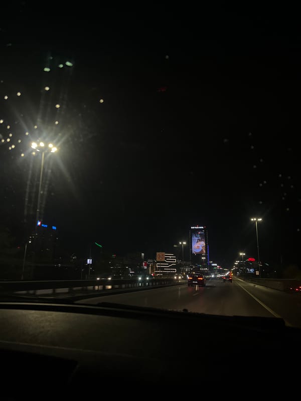Nighttime highway traffic captured in Sofia, Bulgaria