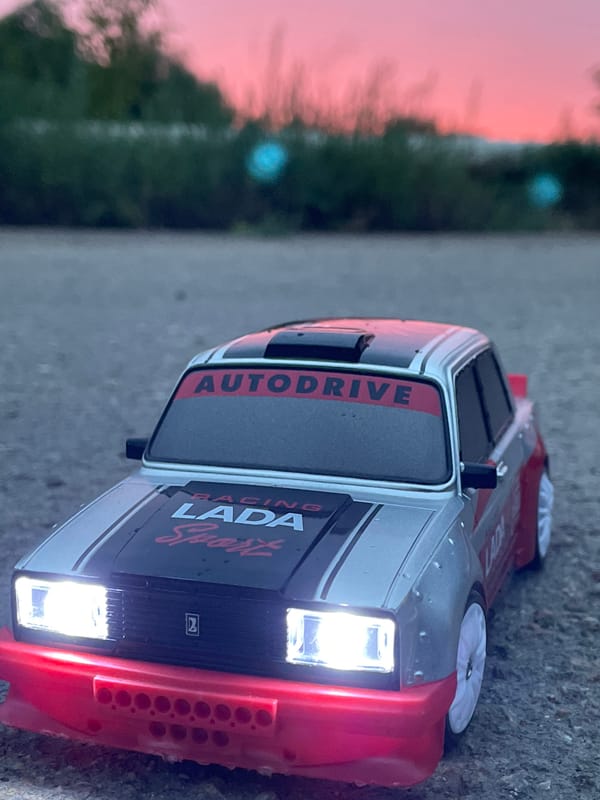 RC Lada car session ends at sunset