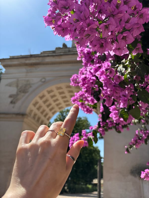 Afternoon at Borghese Gardens: lake, temple, and bougainvillea