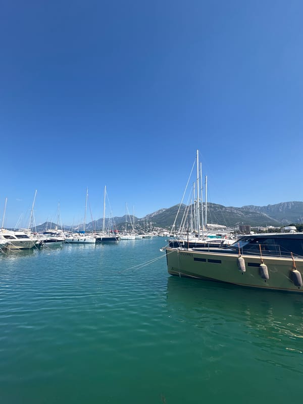 Morning around Bar, Montenegro's marina and city streets