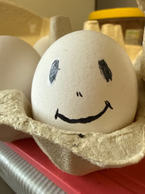 Smiley face egg spotted in Dmitrov carton