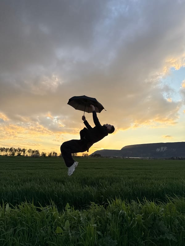 Man conducts sunset photography session in Bulgarian countryside
