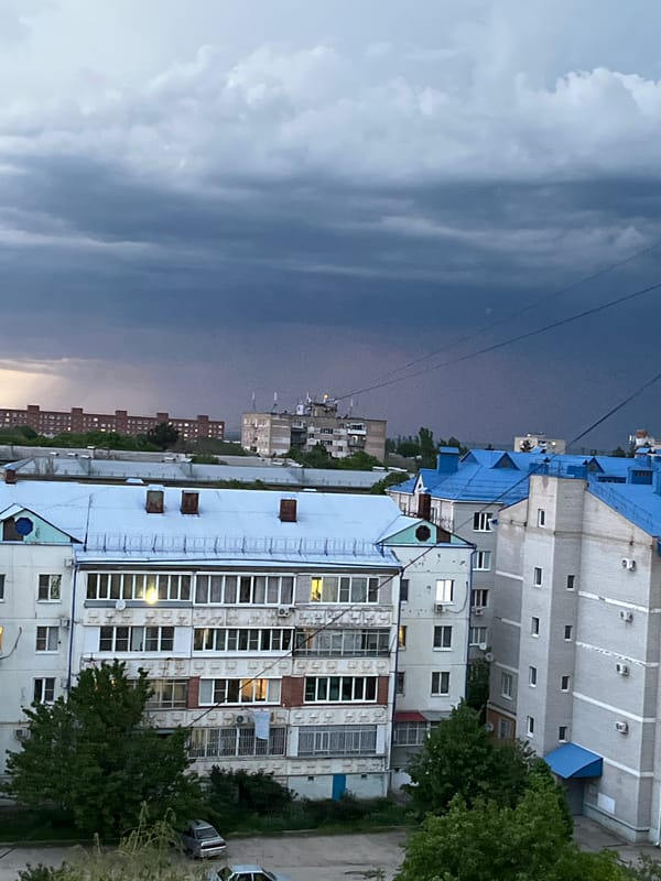 Aerial view captures Glubokiy cityscape under cloudy skies
