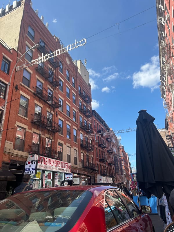 Evening dining scene documented in NYC's Little Italy