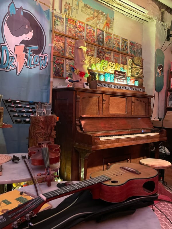 Live acoustic duo performs in a quirky Barcelona bar