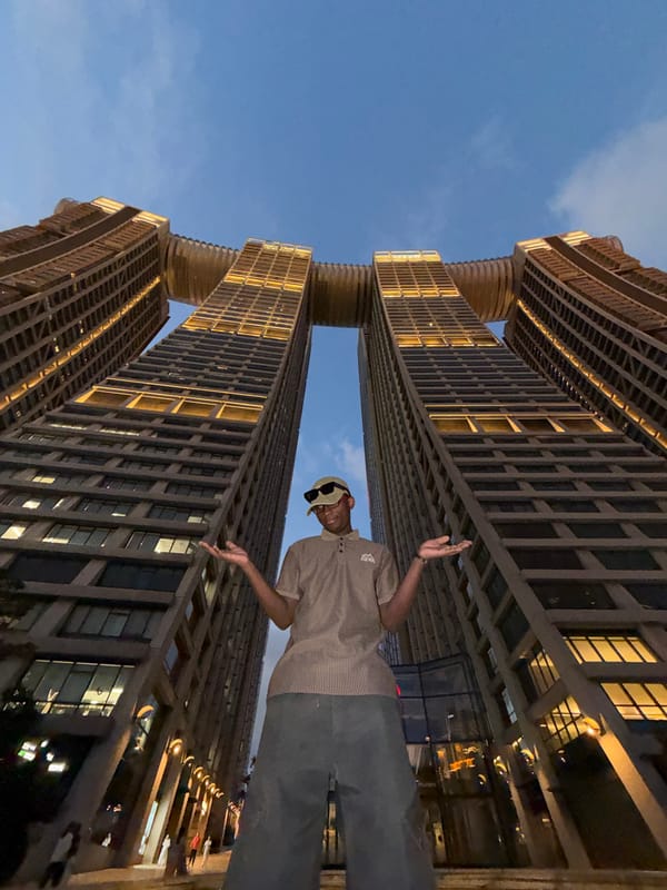 Posing and hanging out at Raffles City Chongqing's skybridge towers
