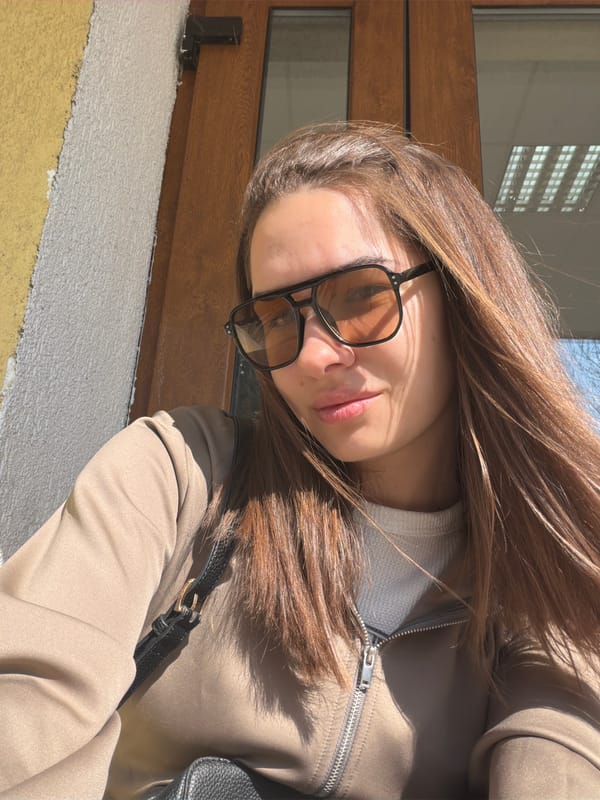 Woman takes selfie in Sofia, Bulgaria
