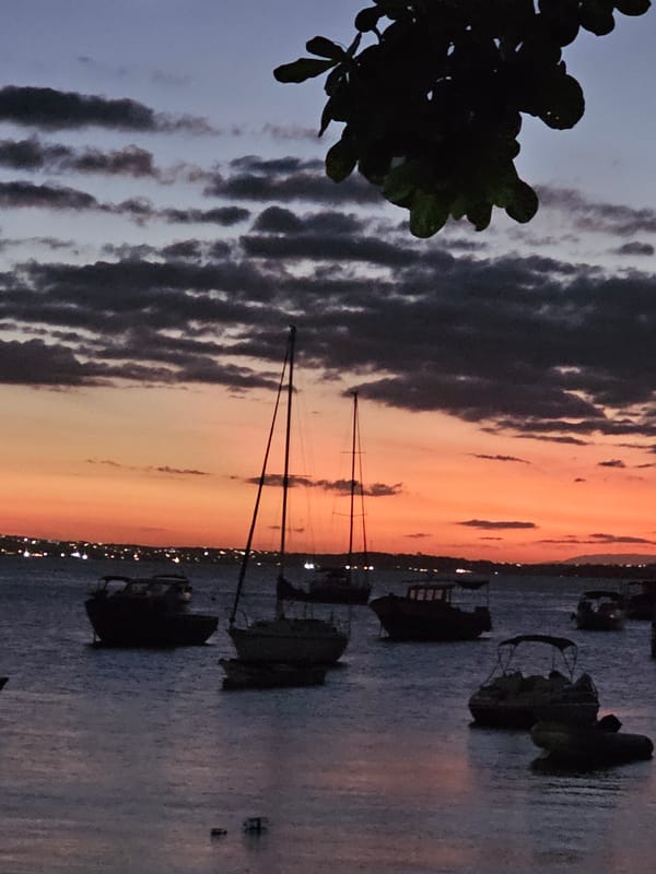 Sunset captured over waters in Armação Dos Búzios, Brazil