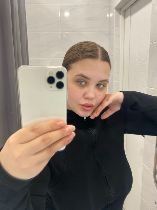 Morning moments captured in Chernushka: bathroom selfie, street walking
