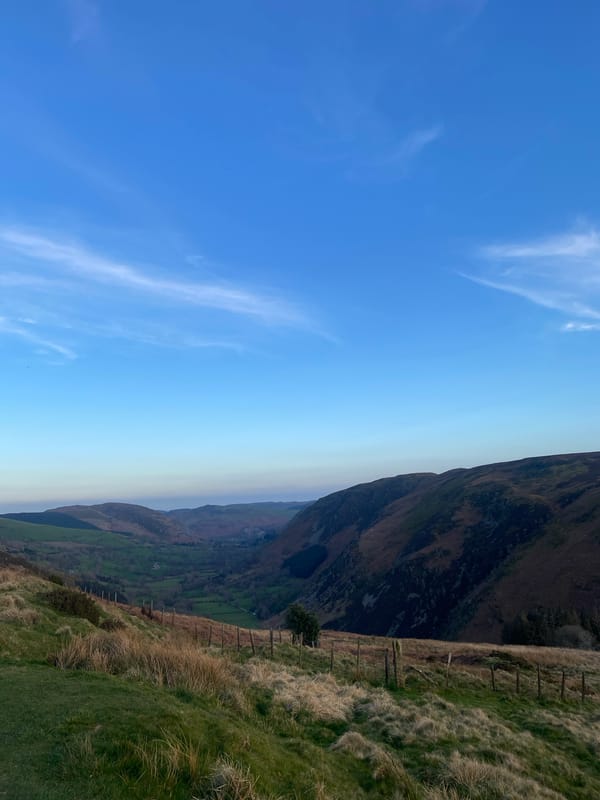 Spring landscape documented in Welsh countryside near Llangynog