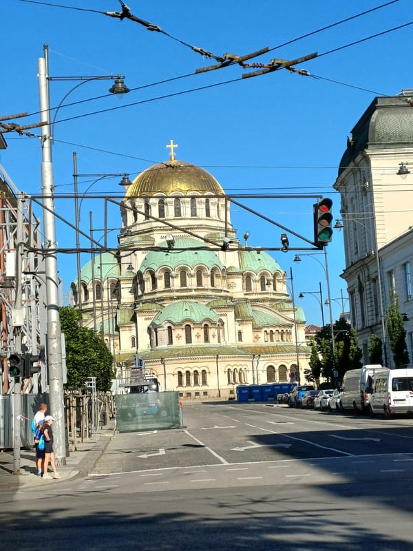 Alexander Nevsky Cathedral photographed from Sofia street level
