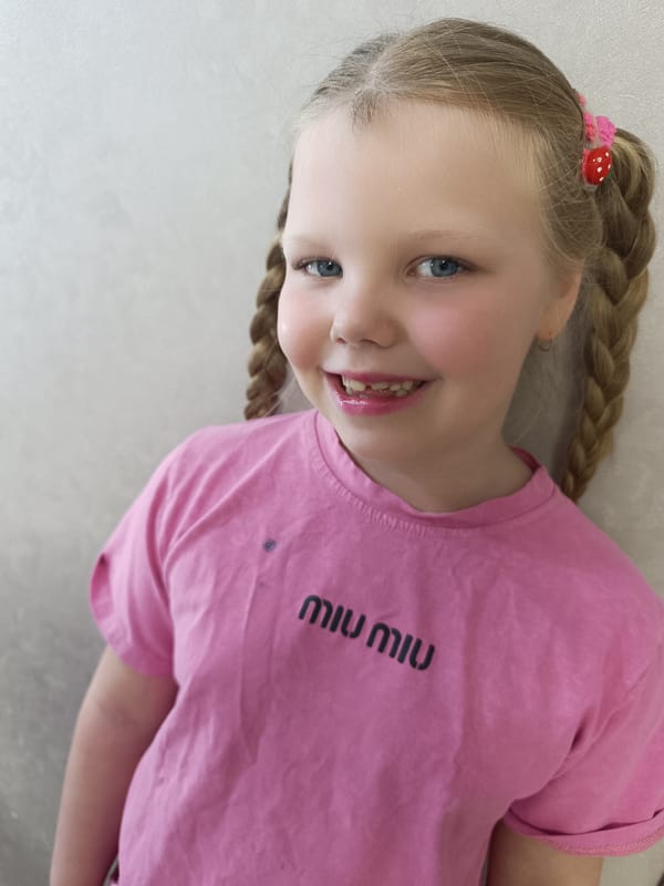 Young Girl in Pink Outfit Photographed Indoors Over Two Hours