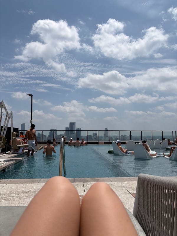 Rooftop pool scene captured in Austin on sunny day