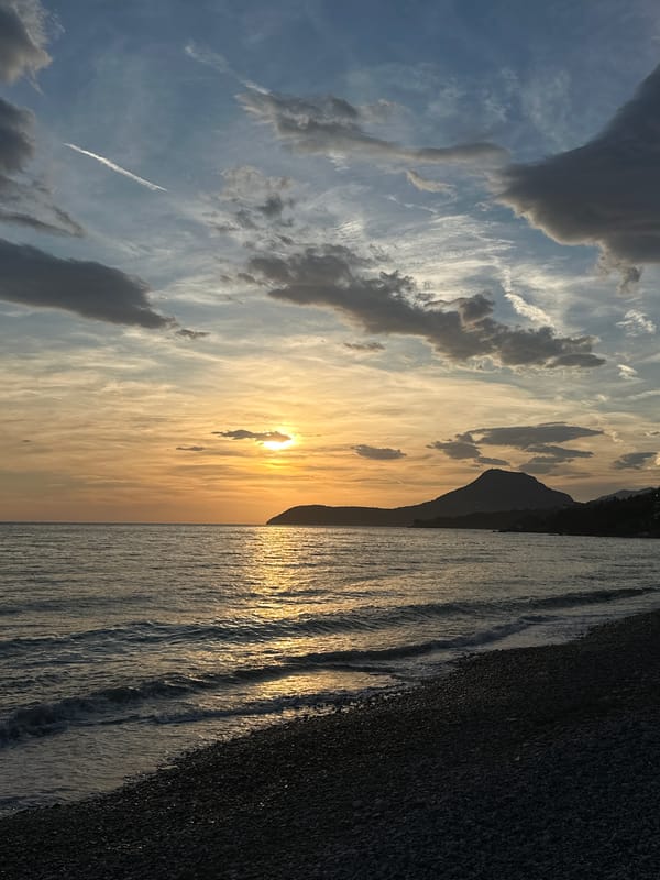 Coffee and sunset captured at seaside cafe in Bar, Montenegro