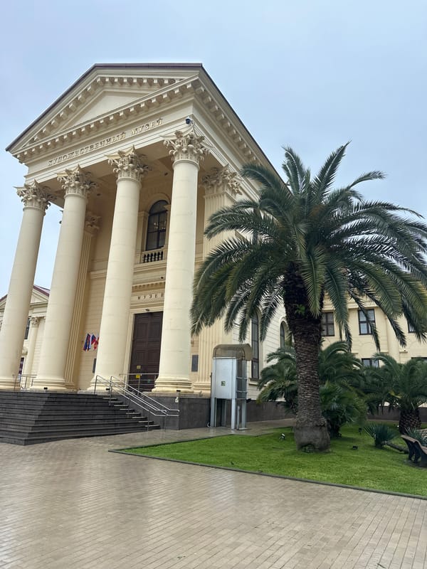 Tourist visits Sochi landmarks, documented at multiple city locations