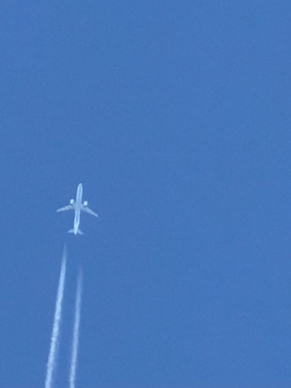Aircraft vapor trail observed over Plovdiv, Bulgaria morning skies