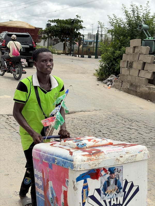 Street vendors sell goods in Igboefon, Nigeria