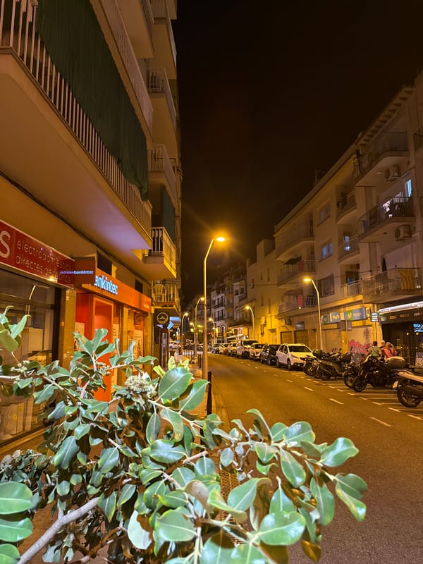 Blanes town center buzzing on a summer night