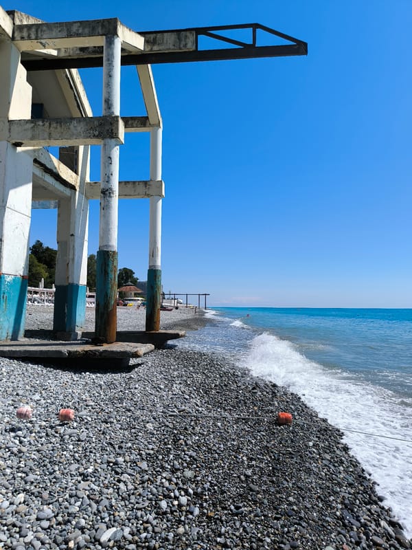 Sochi's Black Sea beach on a sunny summer day