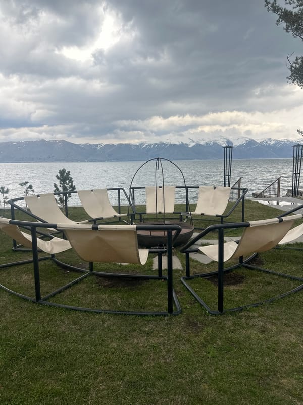 Lakeside seating and nautical decorations documented in Tsamakaberd