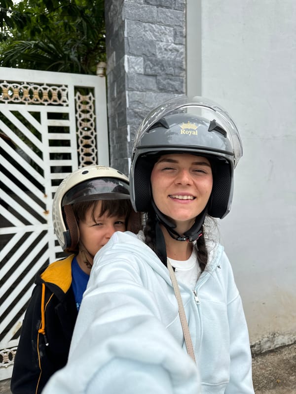 Peace sign selfie on a scooter in Mũi Né