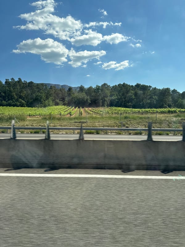 Passenger sleeps during highway journey through Pourcieux, France